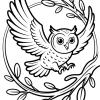 Download PDF owl landing on a branch in a frame free printable coloring book